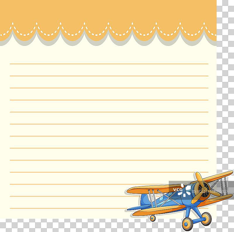 复古飞机在横线纸背景上图片素材