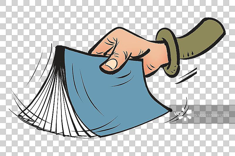 拿着一本书摇晃的手卡通漫画元素图片素材