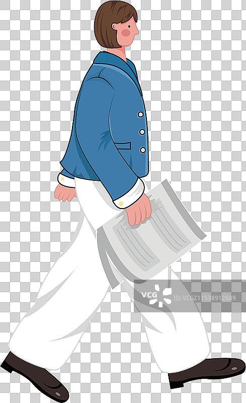 女孩拿着报纸扁平插画图片素材