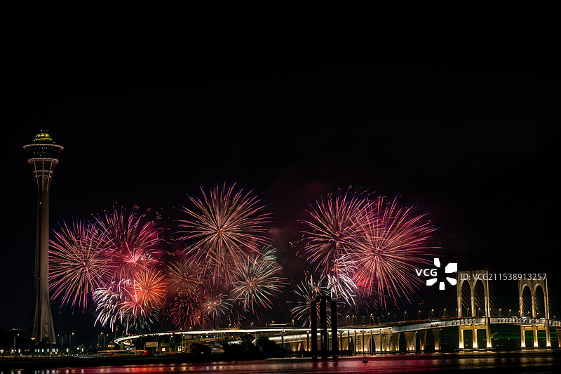 庆祝澳门特别行政区成立25周年烟花表演-闪耀濠江共庆回归图片素材