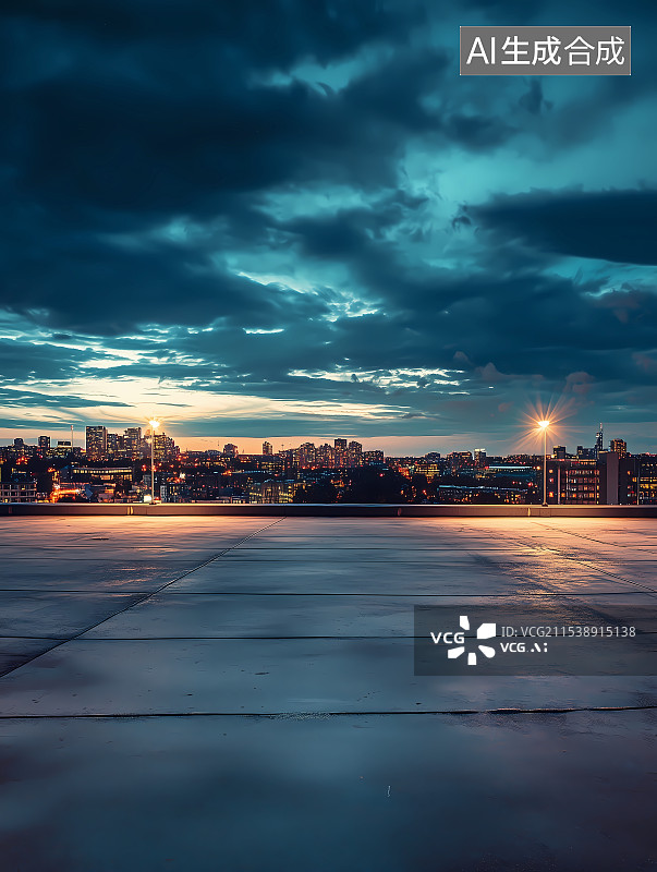 【AI数字艺术】夜色下空旷的停车场图片素材