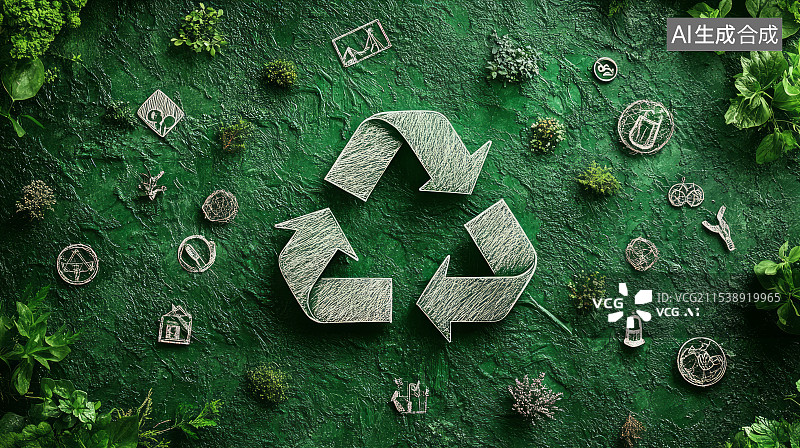 【AI数字艺术】绿色回收循环利用保护环境低碳生活主题海报图片素材