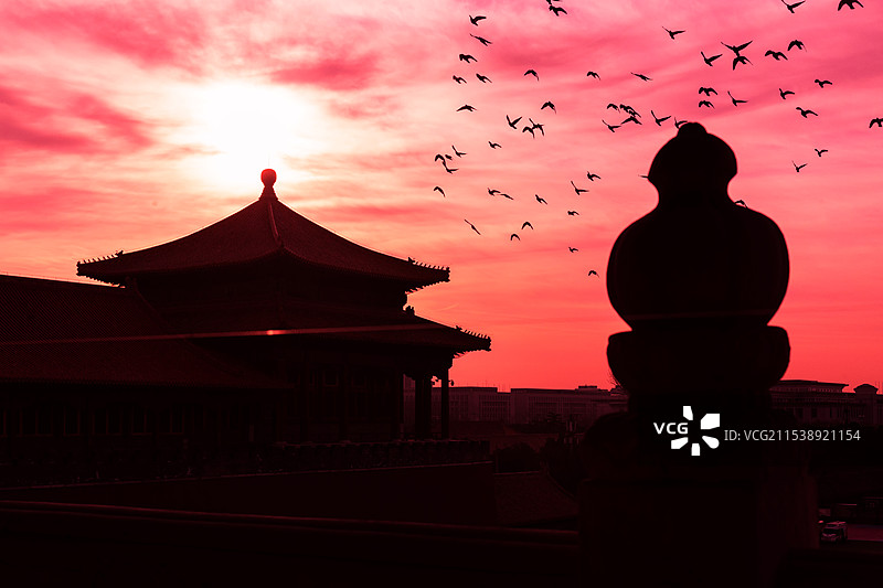故宫97…午门上空朝霞漫天图片素材