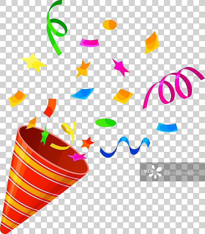 节日派对拉炮条纹生日帽图片素材