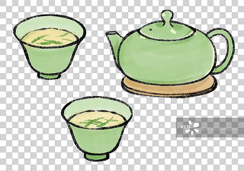 国风杭州美食插画-龙井茶图片素材