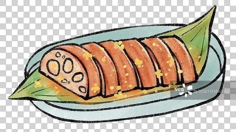 国风杭州美食插画-桂花糯米藕图片素材