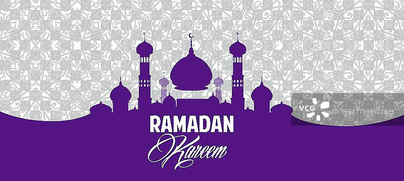 拉马丹快乐假期横幅与穆斯林清真寺图片素材