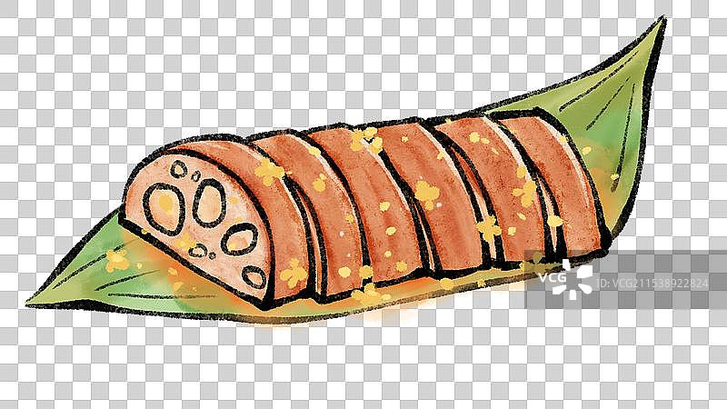 国风杭州美食插画-桂花糯米藕图片素材
