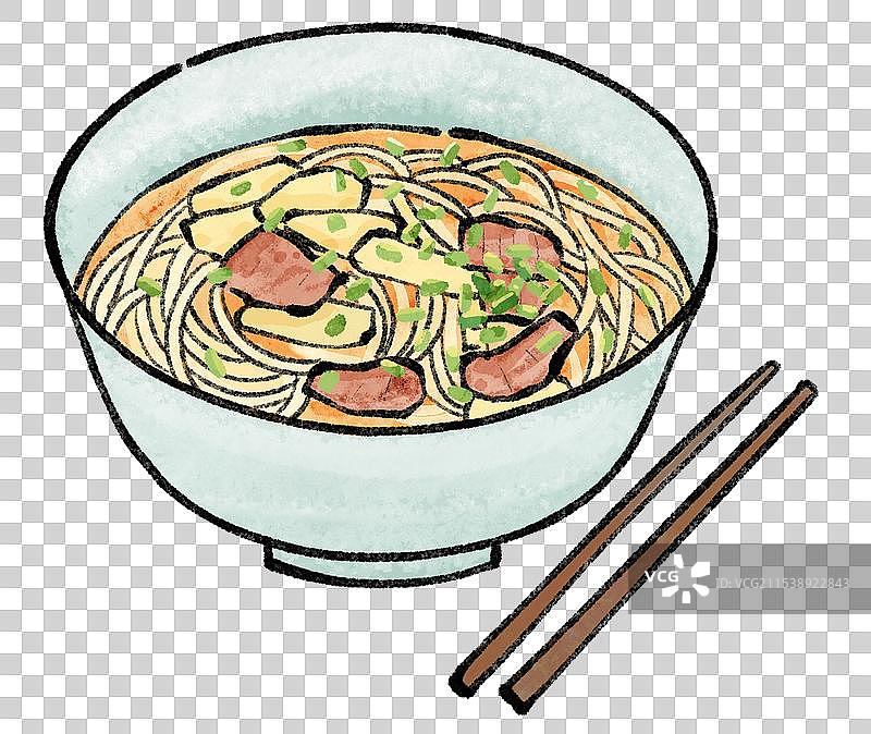 国风杭州美食插画-片儿川图片素材