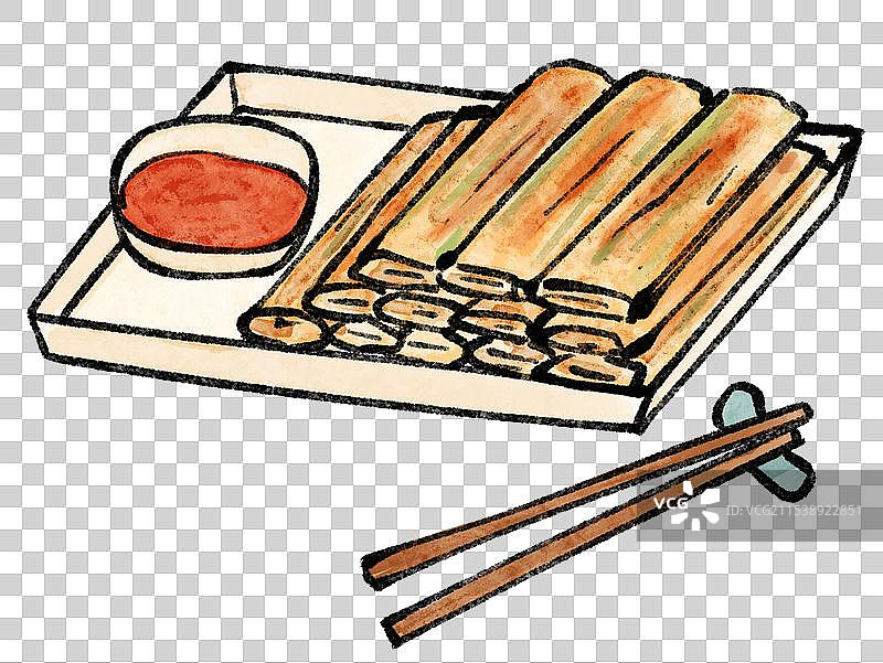 国风杭州美食插画-葱包烩图片素材