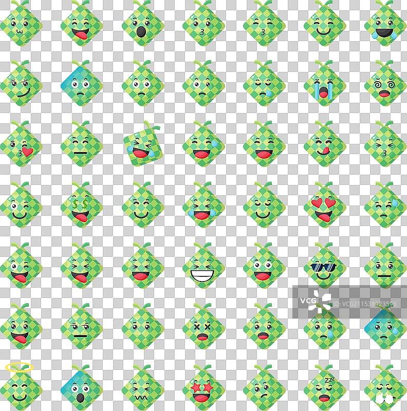 可爱的椰浆饭与表情符号图标图片素材
