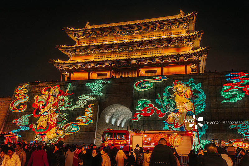 山西省大同市大同古城 春节灯会 庆祝活动图片素材