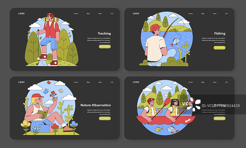 户外冒险套装扁平设计图片素材