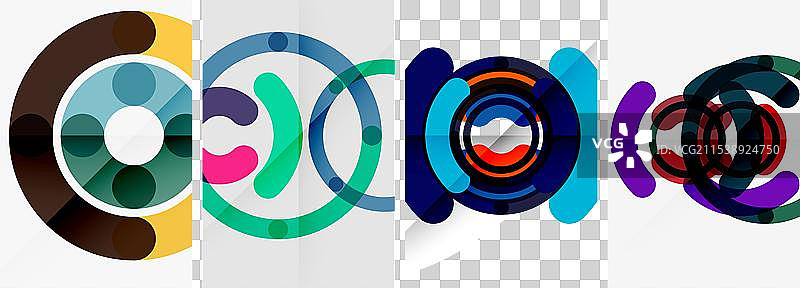 一组线条设计的圆形海报图片素材