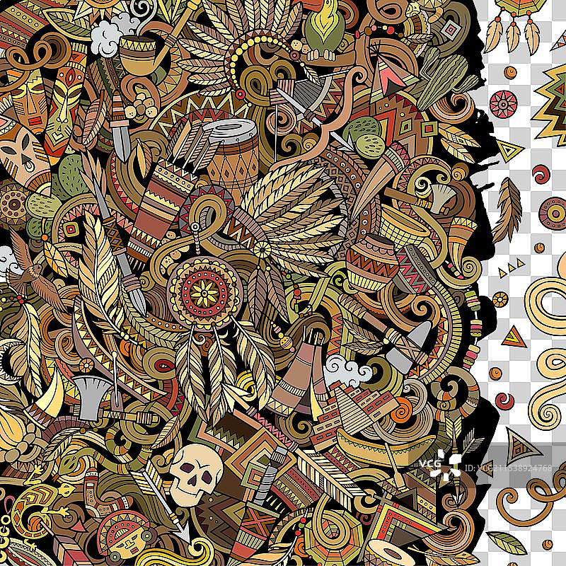 美洲原住民手绘涂鸦边框图片素材