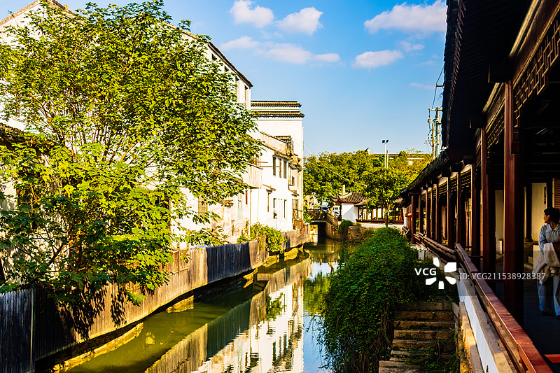 小河流水人家-苏州木渎图片素材