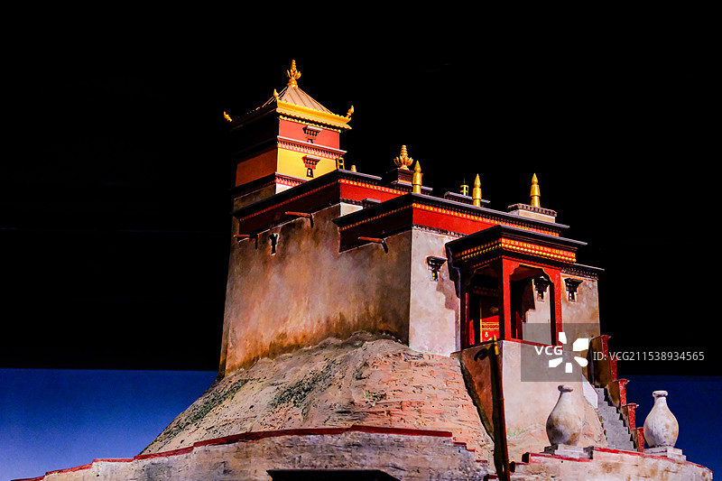 中国青海西宁，青海藏文化博物馆，藏文化博物馆馆藏文物，藏文化文物，藏族建筑艺术，藏族建筑模型，图片素材