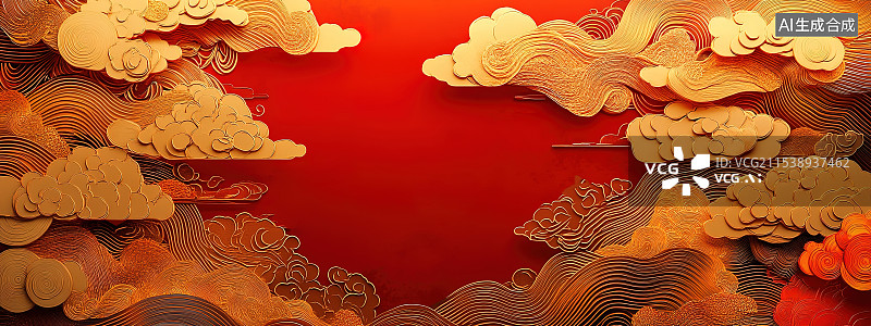 【AI数字艺术】中国红背景图片素材