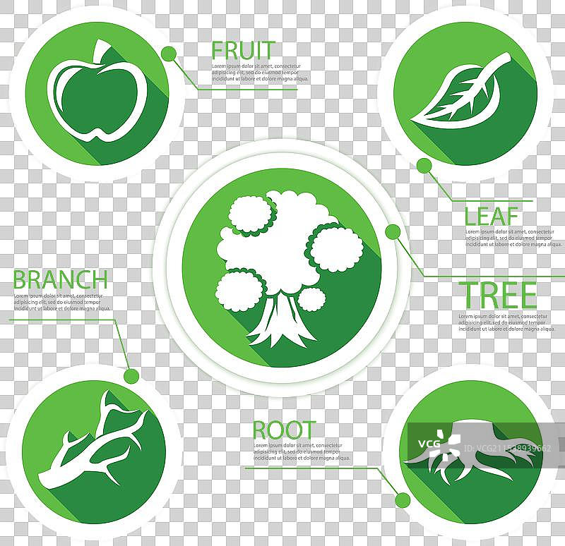 绿色环保树形图扁平设计图片素材