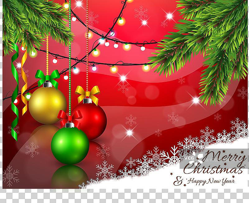 红色背景上的圣诞装饰图片素材