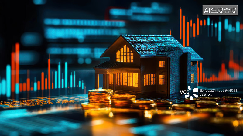 【AI数字艺术】房地产投资与金融概念背景图片素材