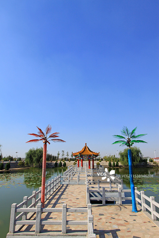 河北滦南李营村人工湖风光图片素材