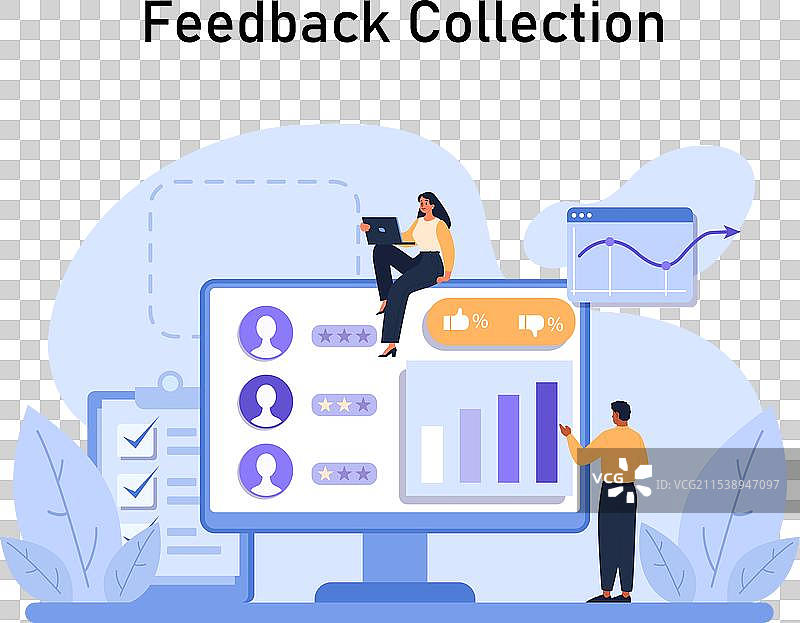 团队在大屏幕上分析客户反馈图片素材