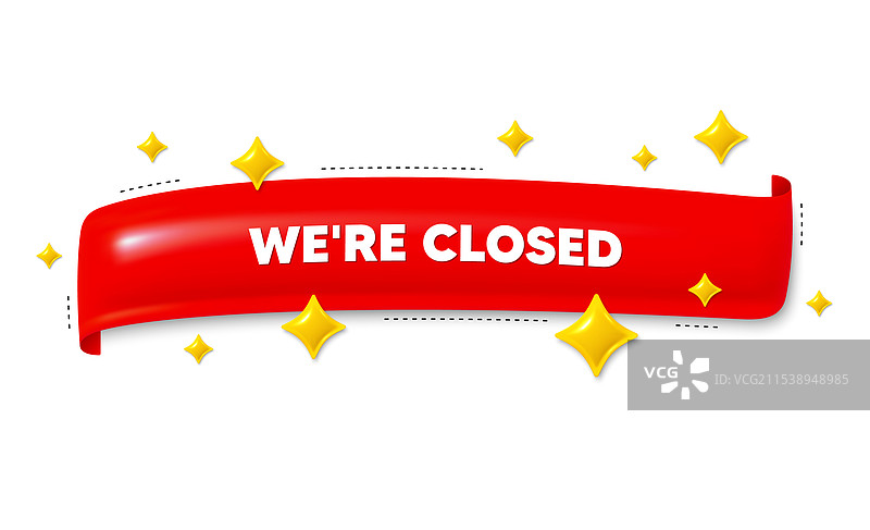 我们已关闭，商业关闭标志，红色丝带图片素材