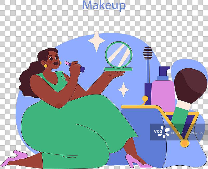 女性化妆流程概念，正在涂抹美容产品图片素材