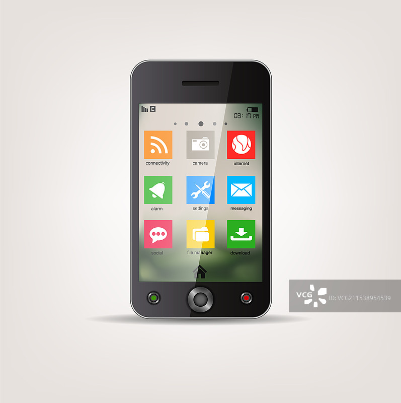 带有地铁风格图标的触摸屏手机图片素材