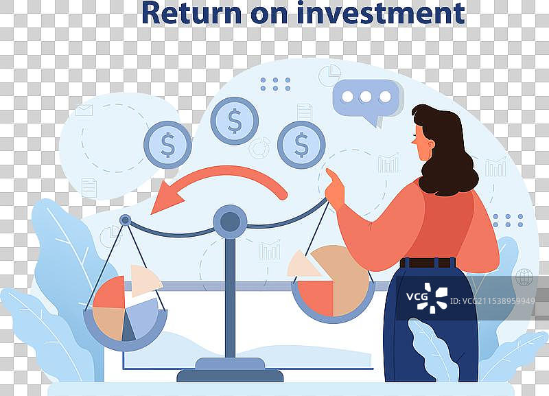 投资回报率概念平面图图片素材