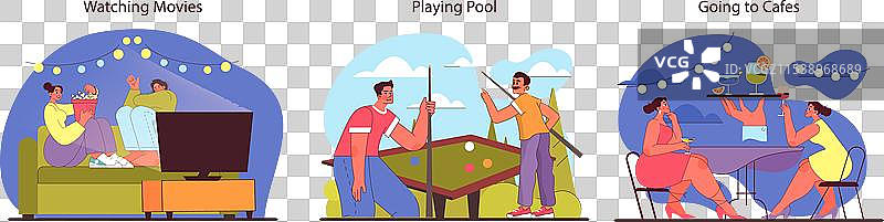 朋友们的活动三人组享受闲暇时光图片素材