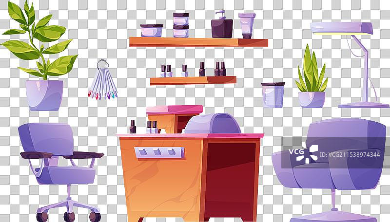 白色背景上的美甲沙龙室内元素图片素材