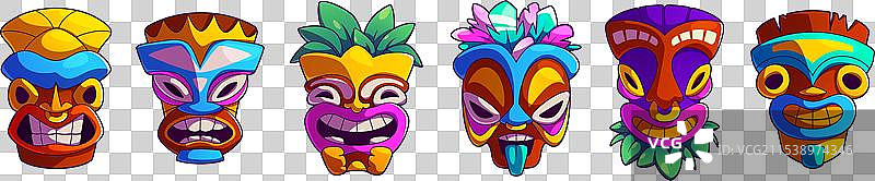 卡通提基面具收藏图片素材