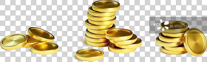 不同大小的金币堆叠图片素材