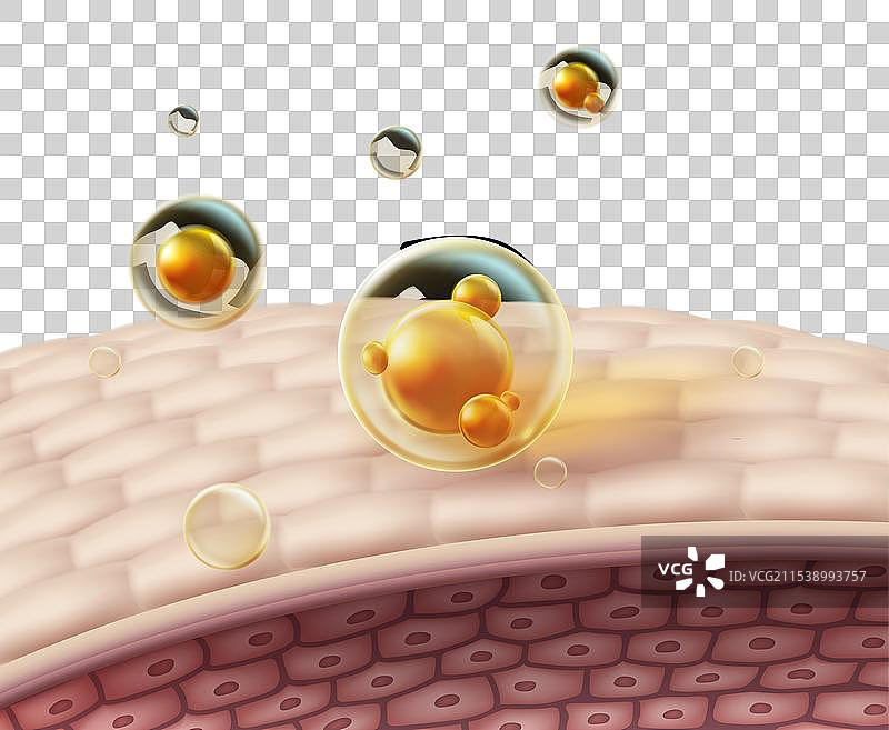 精华油漂浮在皮肤细胞上图片素材