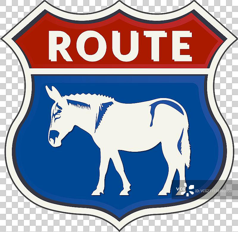 红蓝色的美国道路标志驴子图片素材