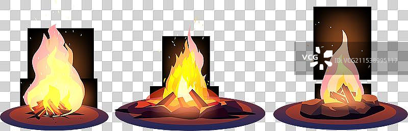 夜间森林露营的篝火概念图片素材