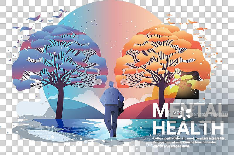 在公园里散步的沮丧男人图片素材