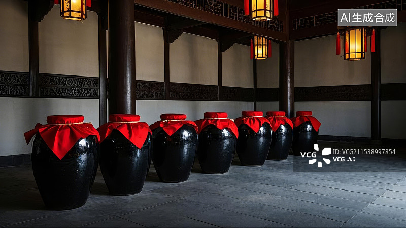 【AI数字艺术】陈年窖藏老酒酒缸图片素材