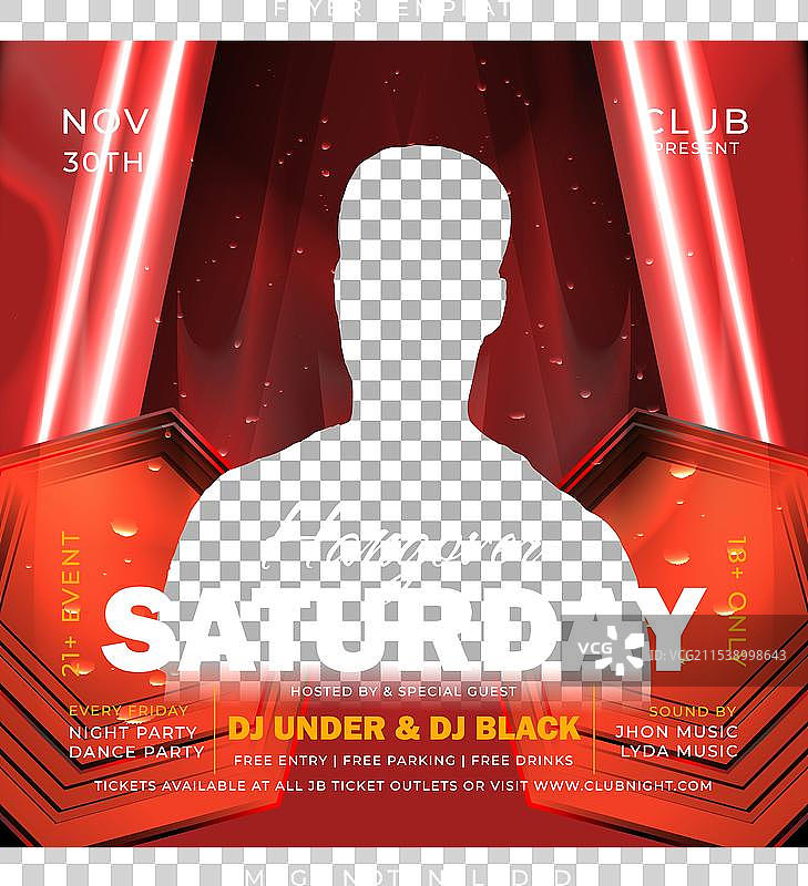 俱乐部派对红色传单模板图片素材