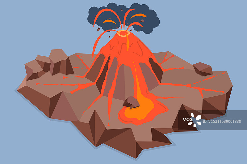 火山的三维等距平面图图片素材