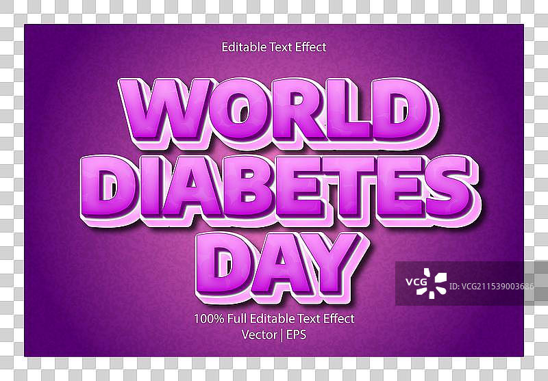 世界糖尿病日可编辑文本效果卡通图案图片素材