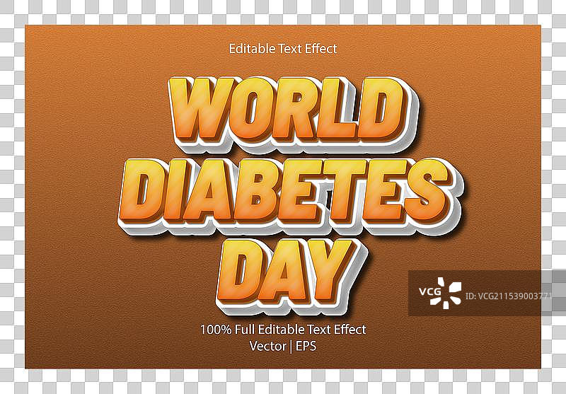 世界糖尿病日可编辑文本效果卡通图案图片素材