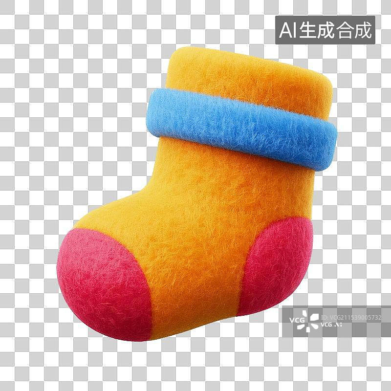 【AI数字艺术】3D毛毡婴儿袜子图标图片素材