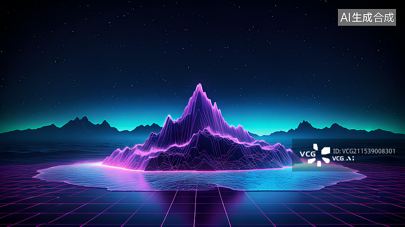 【AI数字艺术】科技概念背景图 高山图片素材