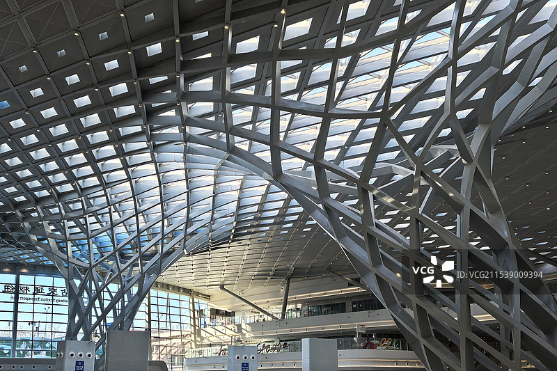 北京朝阳地铁站钢结构屋顶图片素材