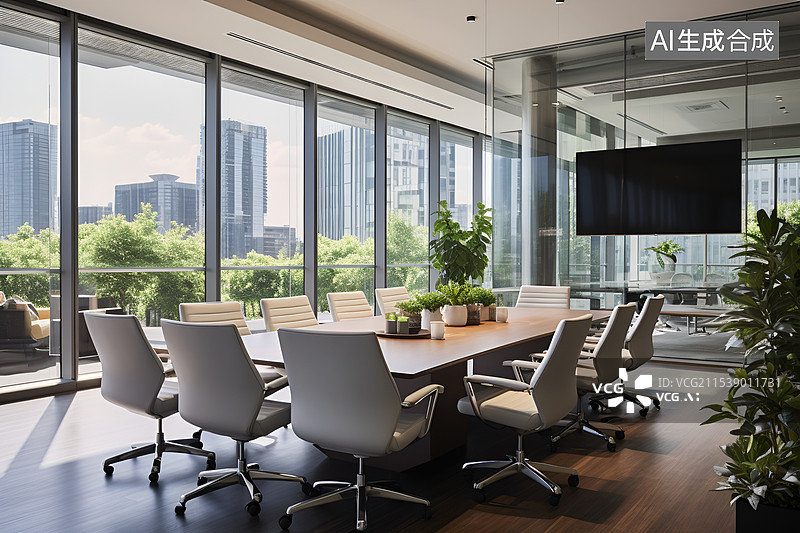 【AI数字艺术】【AI数字艺术】插图会议室图片素材