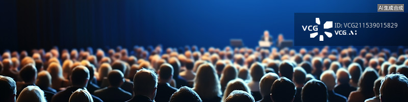 【AI数字艺术】高分辨率的大型观众背影图像，聚焦于宽敞礼堂中的正式演讲活动，细节令人惊叹，构图堪称大师级。图片素材