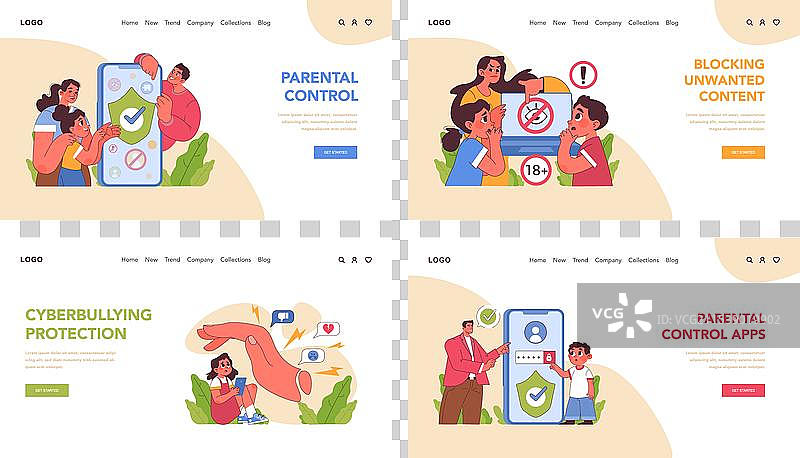 家长控制设置平坦图片素材